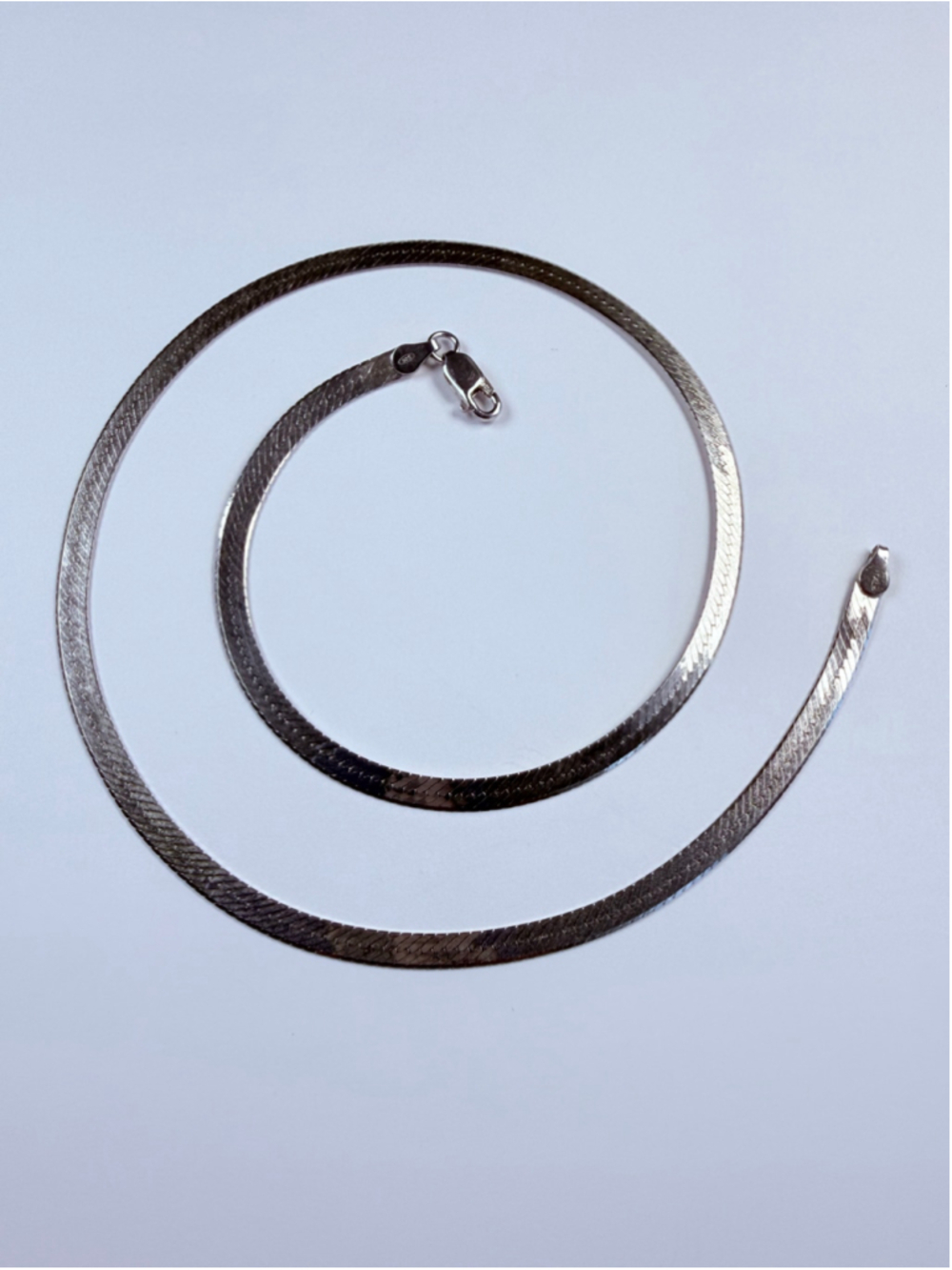 Herringbone Flat Chain Link 925 Sterling Silver 4MM Vintage Necklace Italy 18"